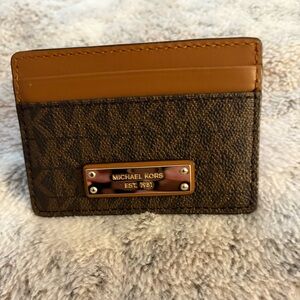 Michael Kors Tan and Brown Card Holder